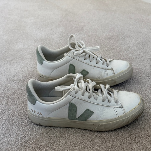 Veja Shoes - Veja Off-White and Sage Sneakers